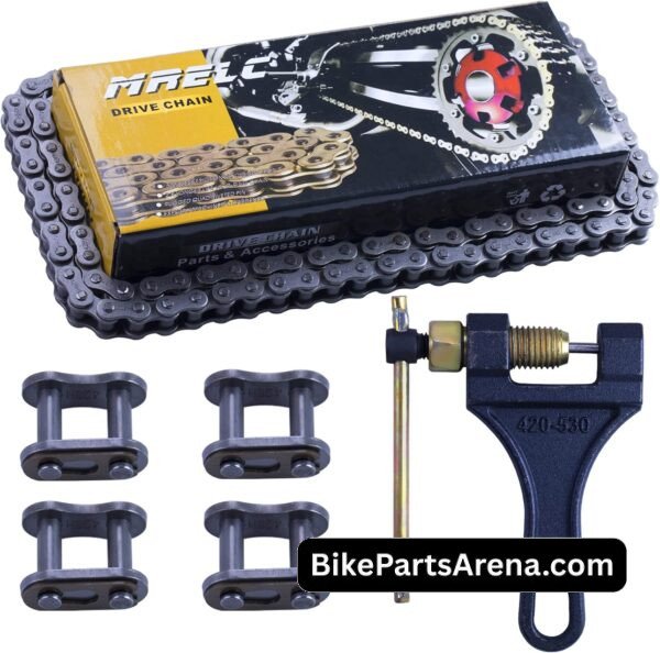 428H Motorcycle Chain+ Chain Breaker,122-links Heavy Duty Drive Chain