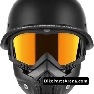 Motorcycle Half Helmets with Face Shield, German Style Motorcycle Helmet for Adult Men Women